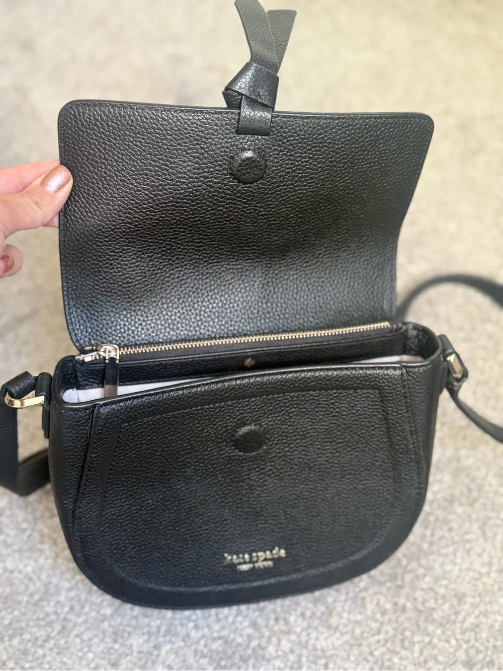 kate spade Black Pebbled Leather Messenger Bag